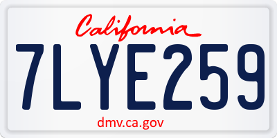 CA license plate 7LYE259