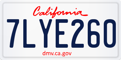 CA license plate 7LYE260