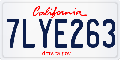 CA license plate 7LYE263