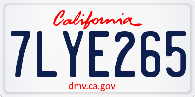 CA license plate 7LYE265