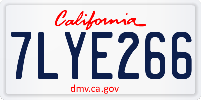 CA license plate 7LYE266