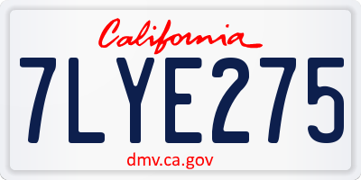 CA license plate 7LYE275