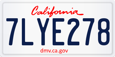 CA license plate 7LYE278