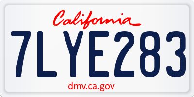 CA license plate 7LYE283