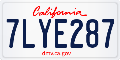 CA license plate 7LYE287