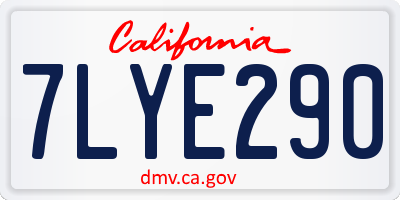 CA license plate 7LYE290
