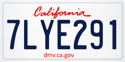 CA license plate 7LYE291