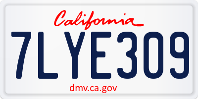 CA license plate 7LYE309