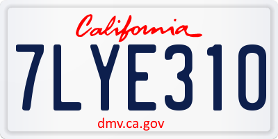 CA license plate 7LYE310