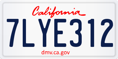 CA license plate 7LYE312