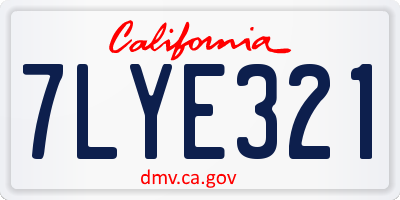 CA license plate 7LYE321