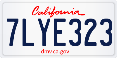 CA license plate 7LYE323