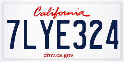 CA license plate 7LYE324