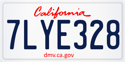 CA license plate 7LYE328