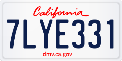 CA license plate 7LYE331
