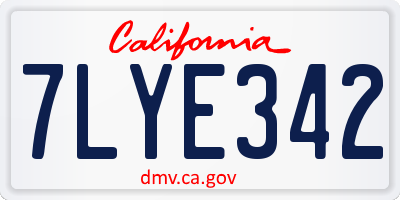 CA license plate 7LYE342