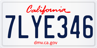 CA license plate 7LYE346