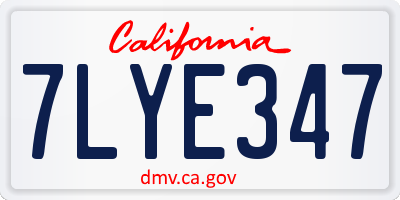 CA license plate 7LYE347