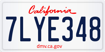 CA license plate 7LYE348