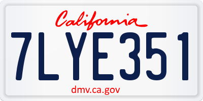CA license plate 7LYE351