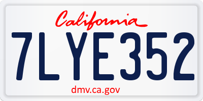 CA license plate 7LYE352