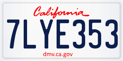 CA license plate 7LYE353