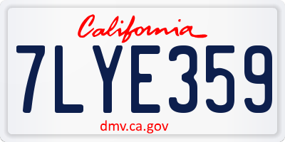 CA license plate 7LYE359