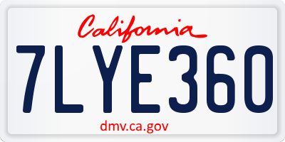 CA license plate 7LYE360