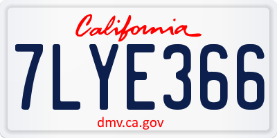 CA license plate 7LYE366