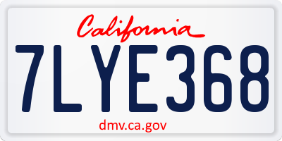 CA license plate 7LYE368