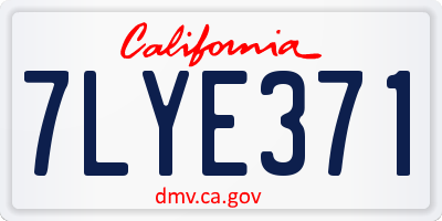 CA license plate 7LYE371