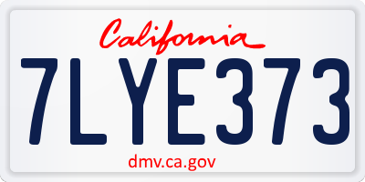 CA license plate 7LYE373
