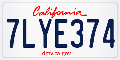 CA license plate 7LYE374
