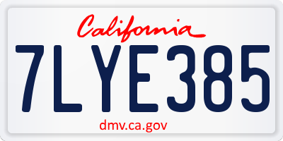 CA license plate 7LYE385