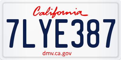 CA license plate 7LYE387