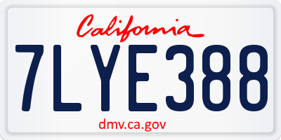 CA license plate 7LYE388