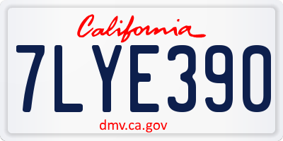 CA license plate 7LYE390