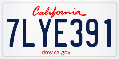 CA license plate 7LYE391