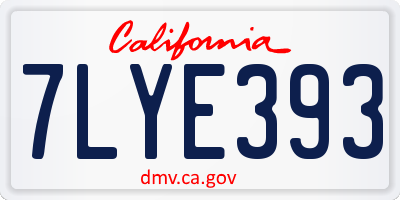CA license plate 7LYE393
