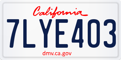 CA license plate 7LYE403