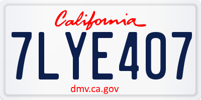 CA license plate 7LYE407