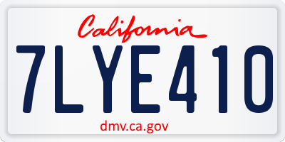 CA license plate 7LYE410