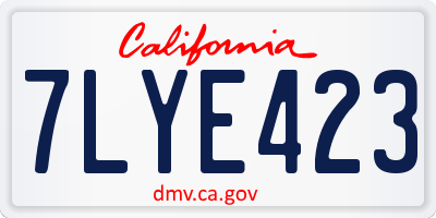 CA license plate 7LYE423