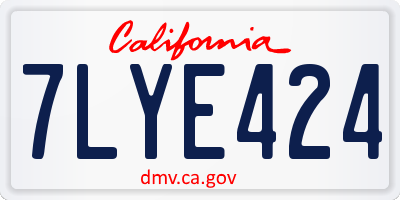 CA license plate 7LYE424