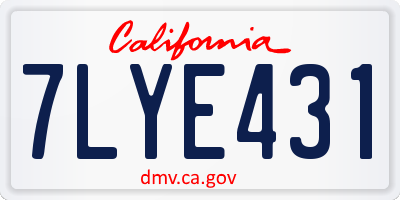 CA license plate 7LYE431