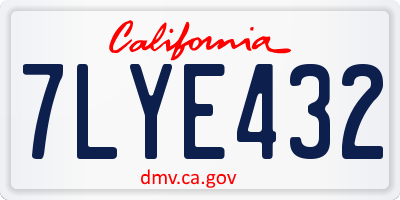CA license plate 7LYE432