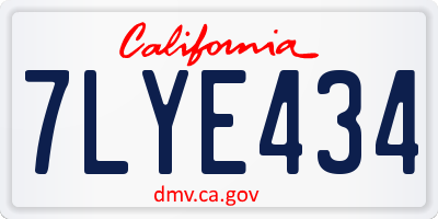 CA license plate 7LYE434