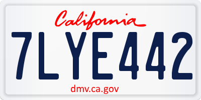 CA license plate 7LYE442