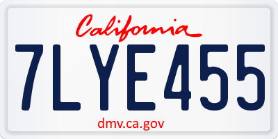 CA license plate 7LYE455