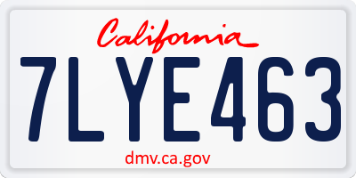 CA license plate 7LYE463